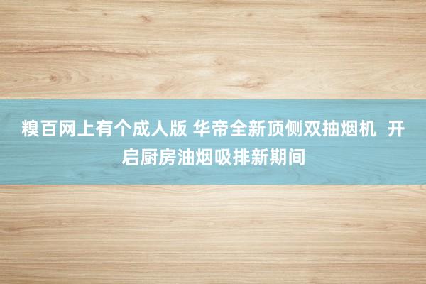 糗百网上有个成人版 华帝全新顶侧双抽烟机  开启厨房油烟吸排新期间