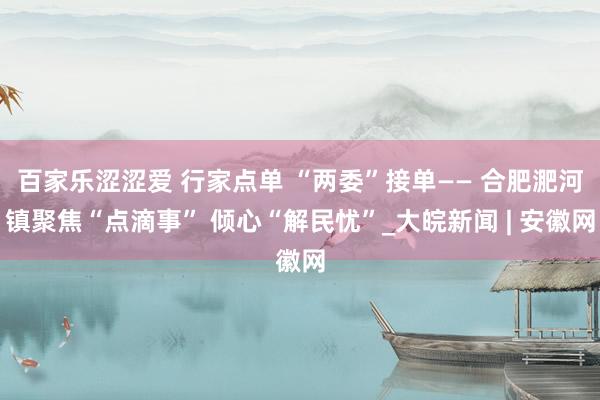 百家乐涩涩爱 行家点单 “两委”接单—— 合肥淝河镇聚焦“点滴事” 倾心“解民忧”_大皖新闻 | 安徽网