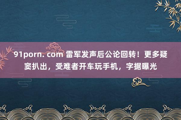 91porn. com 雷军发声后公论回转！更多疑窦扒出，受难者开车玩手机，字据曝光