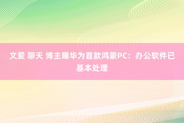 文爱 聊天 博主曝华为首款鸿蒙PC：办公软件已基本处理