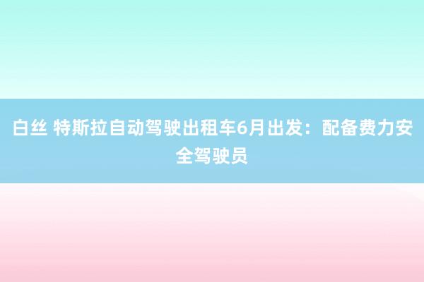 白丝 特斯拉自动驾驶出租车6月出发：配备费力安全驾驶员