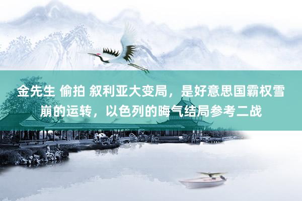 金先生 偷拍 叙利亚大变局，是好意思国霸权雪崩的运转，以色列的晦气结局参考二战
