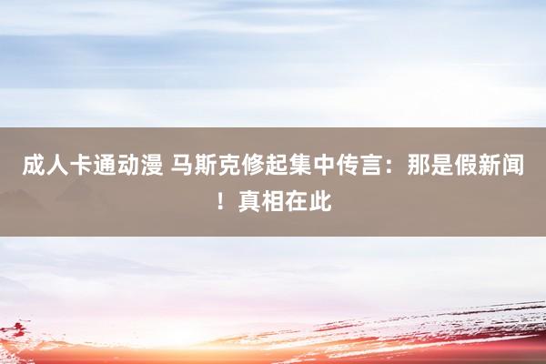 成人卡通动漫 马斯克修起集中传言：那是假新闻！真相在此