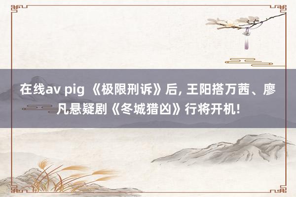 在线av pig 《极限刑诉》后， 王阳搭万茜、廖凡悬疑剧《冬城猎凶》行将开机!